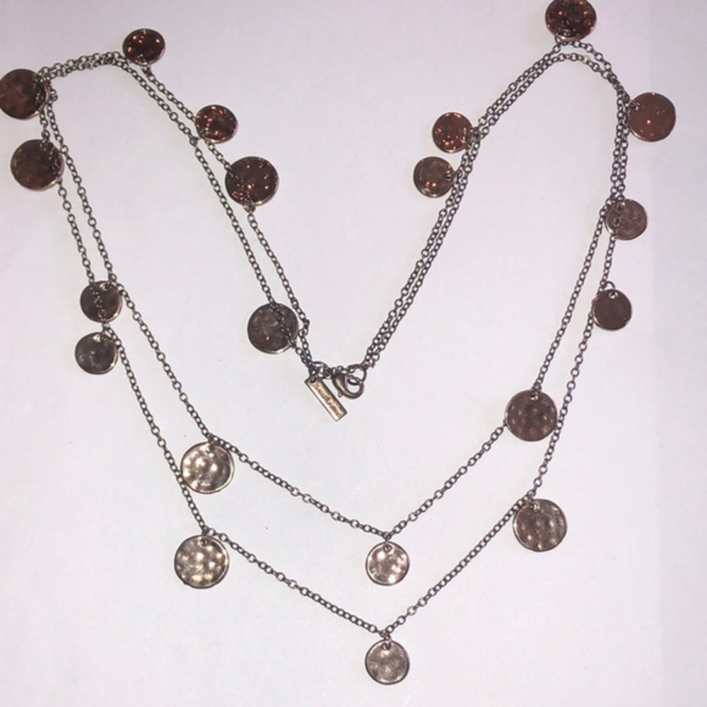 Daisy Fuentes Bronze Tone Boho Dangling Hammered Pendants Boho Necklace 18$